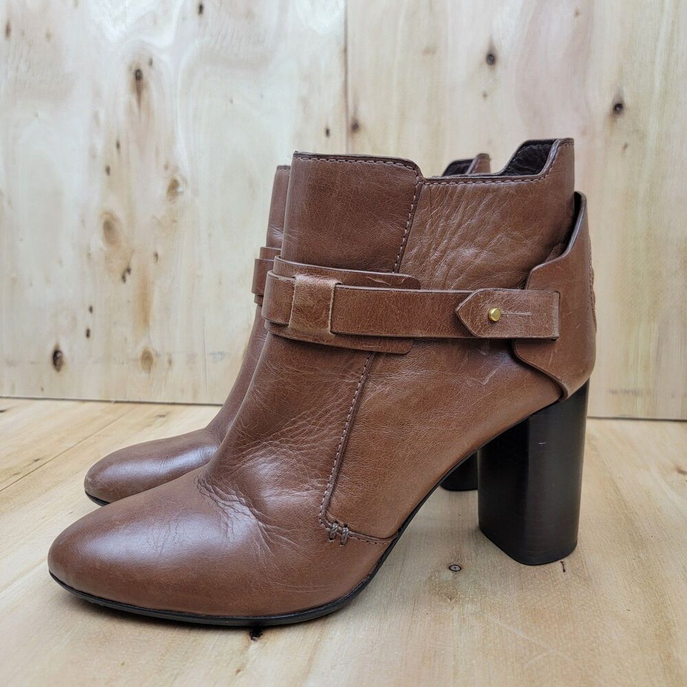 Tory Burch Womens Colton Brown Leather Ankle Booties Shoes Women's Size 8.5M